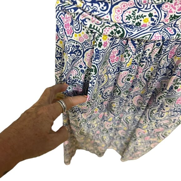 Boden Margot Scoop Neck Cap Sleeve Pockets Knee Length Paisley Print Dress 4R - Picture 5 of 10